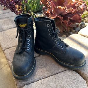 Dr. Martens black lace up leather work boot